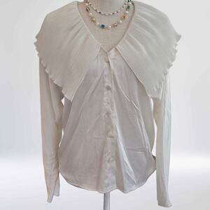 Nasty Gal Pleated Collar Button-up Blouse Sz 4